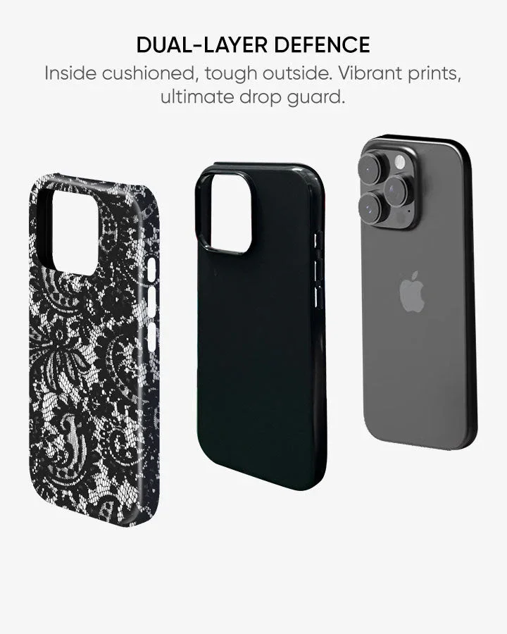 Black Lace Glossy Armour Shell Phone Cover - Image 4