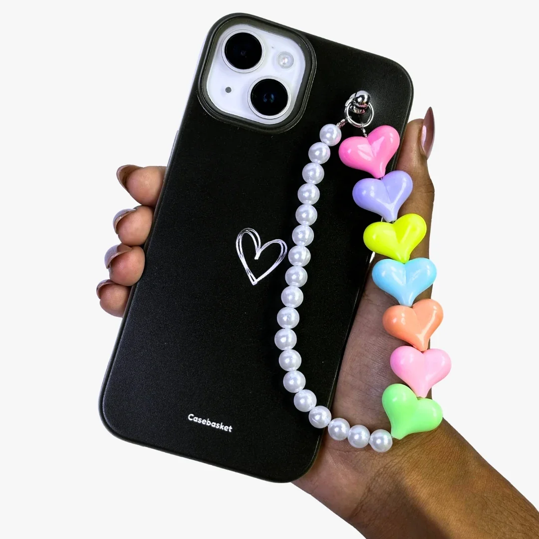 Black Love Heart Fall Chain Phone Case - Image 2