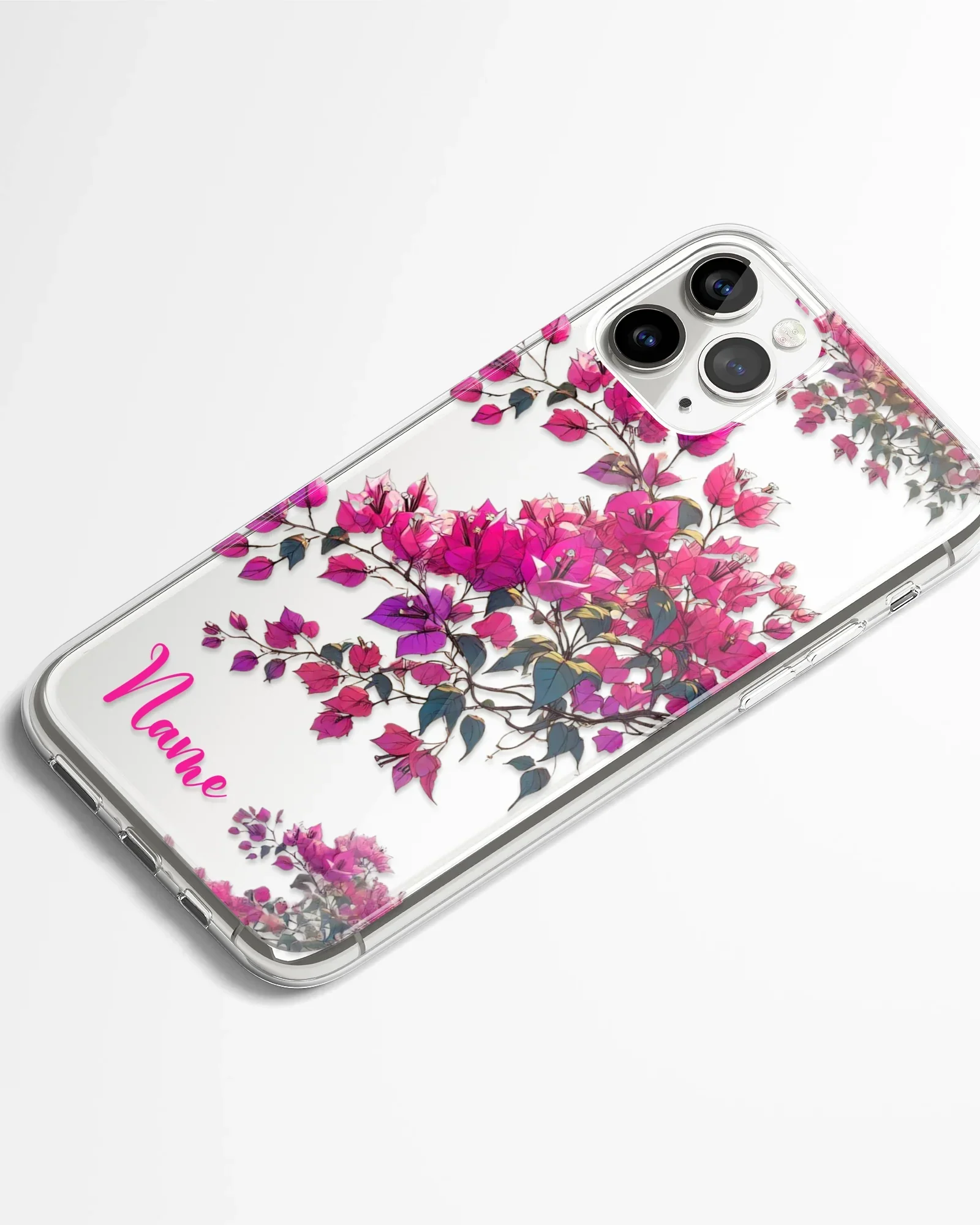 Bougain Bloom Vines Transparent Silicone Phone Cover - Image 2