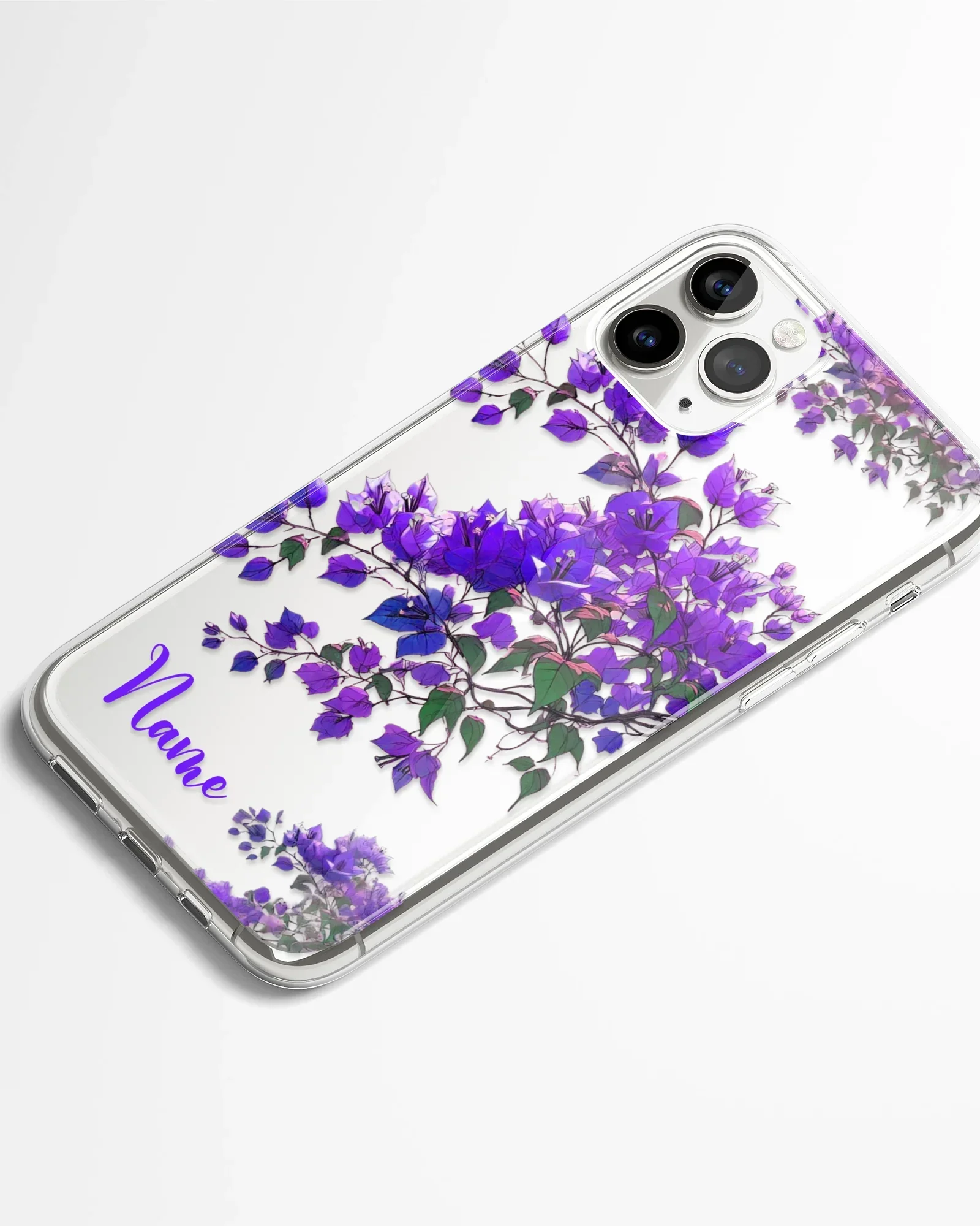 Bougain Bloom Vines Transparent Silicone Phone Cover - Image 4