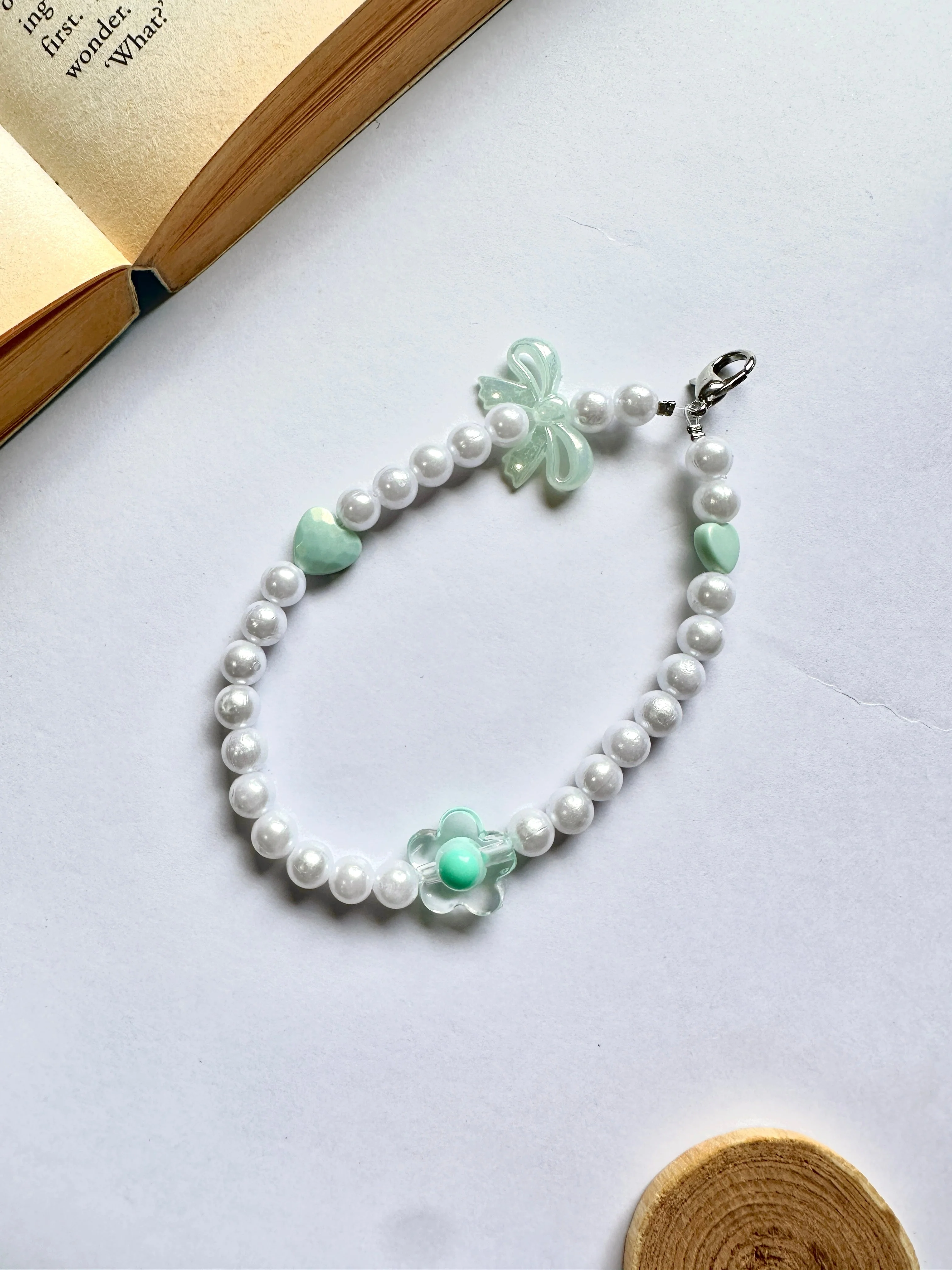 Chic Mint Bow Phone Chain Charm