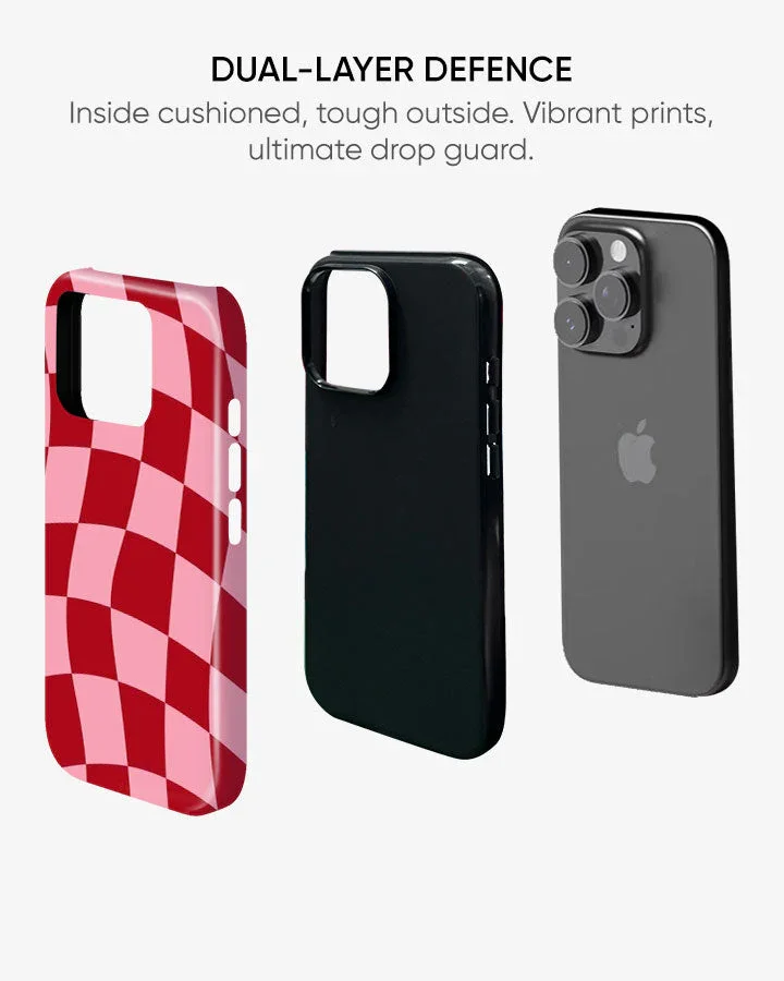 Crimson Checkwave Glossy Armour Shell Phone Cover - Image 4