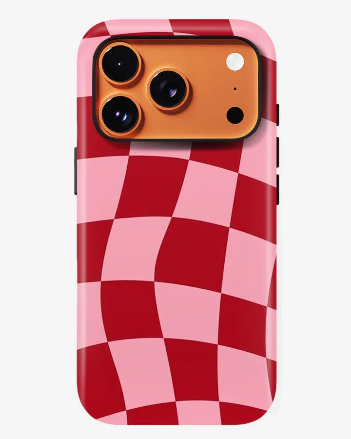 Crimson Checkwave Glossy Armour Shell Phone Cover - Image 6