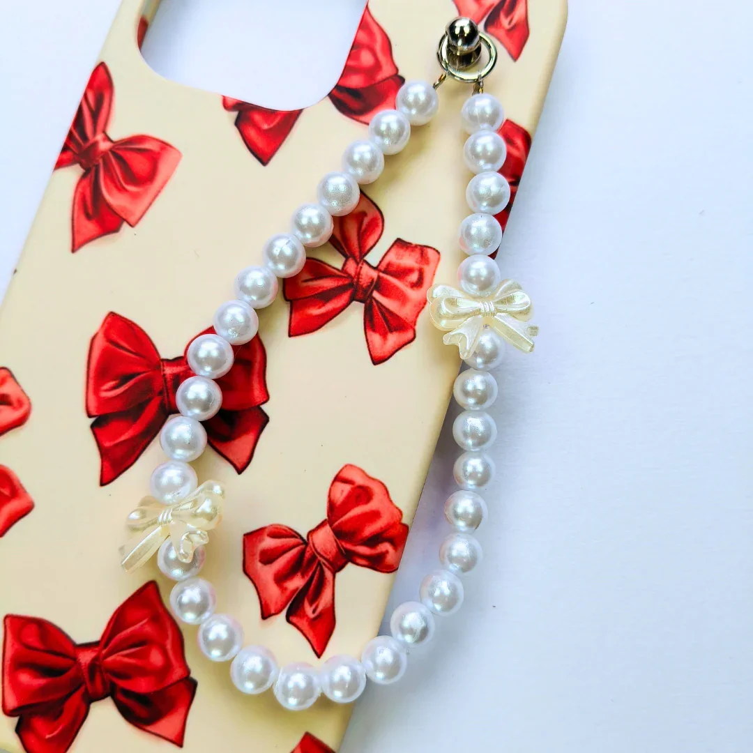 WineGlow Bow Pearl Fall Chain Phone Cover - Image 2