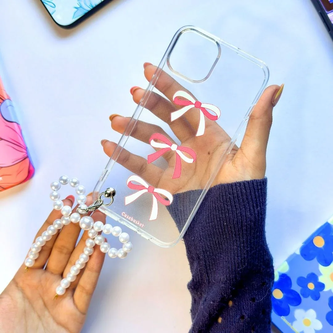 Cutie Trio Bow Bead Pearl Phone Cover - Image 2