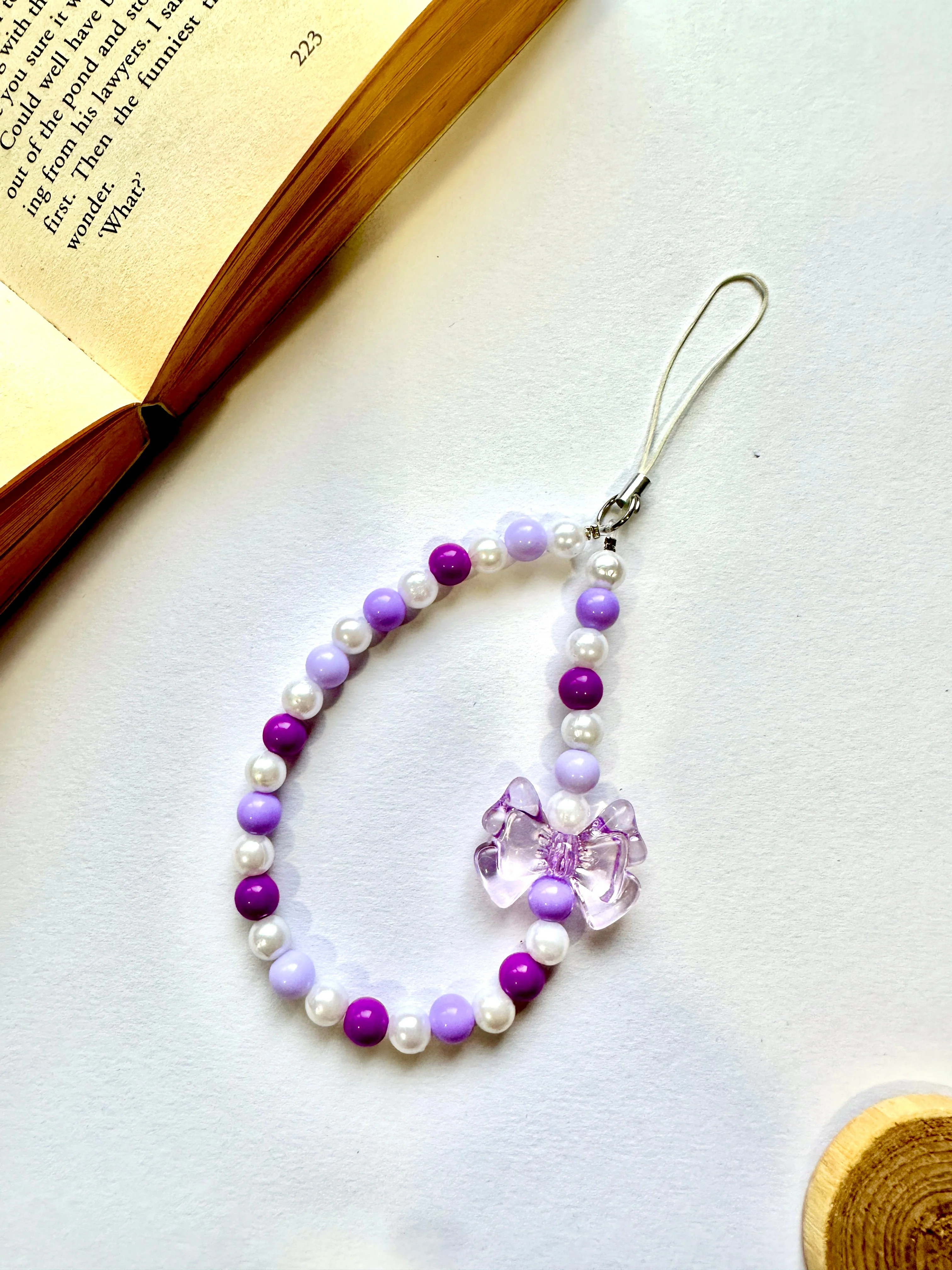 Grape Glaze Bow Phone Chain Charm