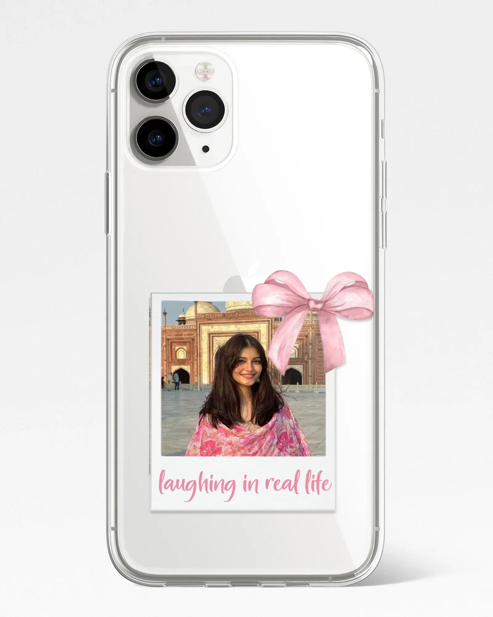 Happy Pink Polaroid Frame Transparent Silicone Cover