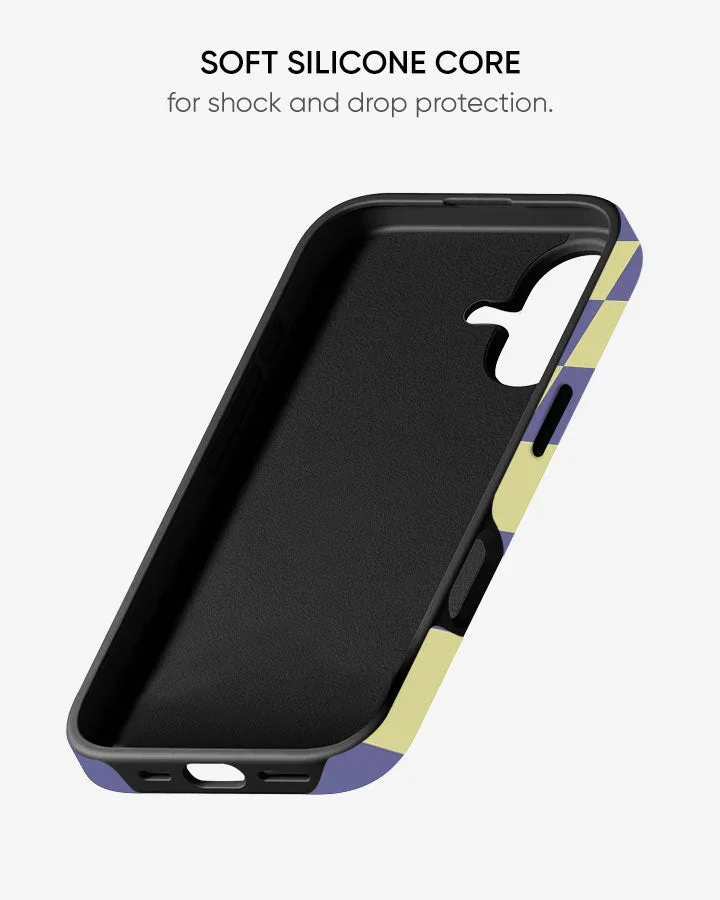 Lavender Check Glossy Armour Shell Phone Cover - Image 3
