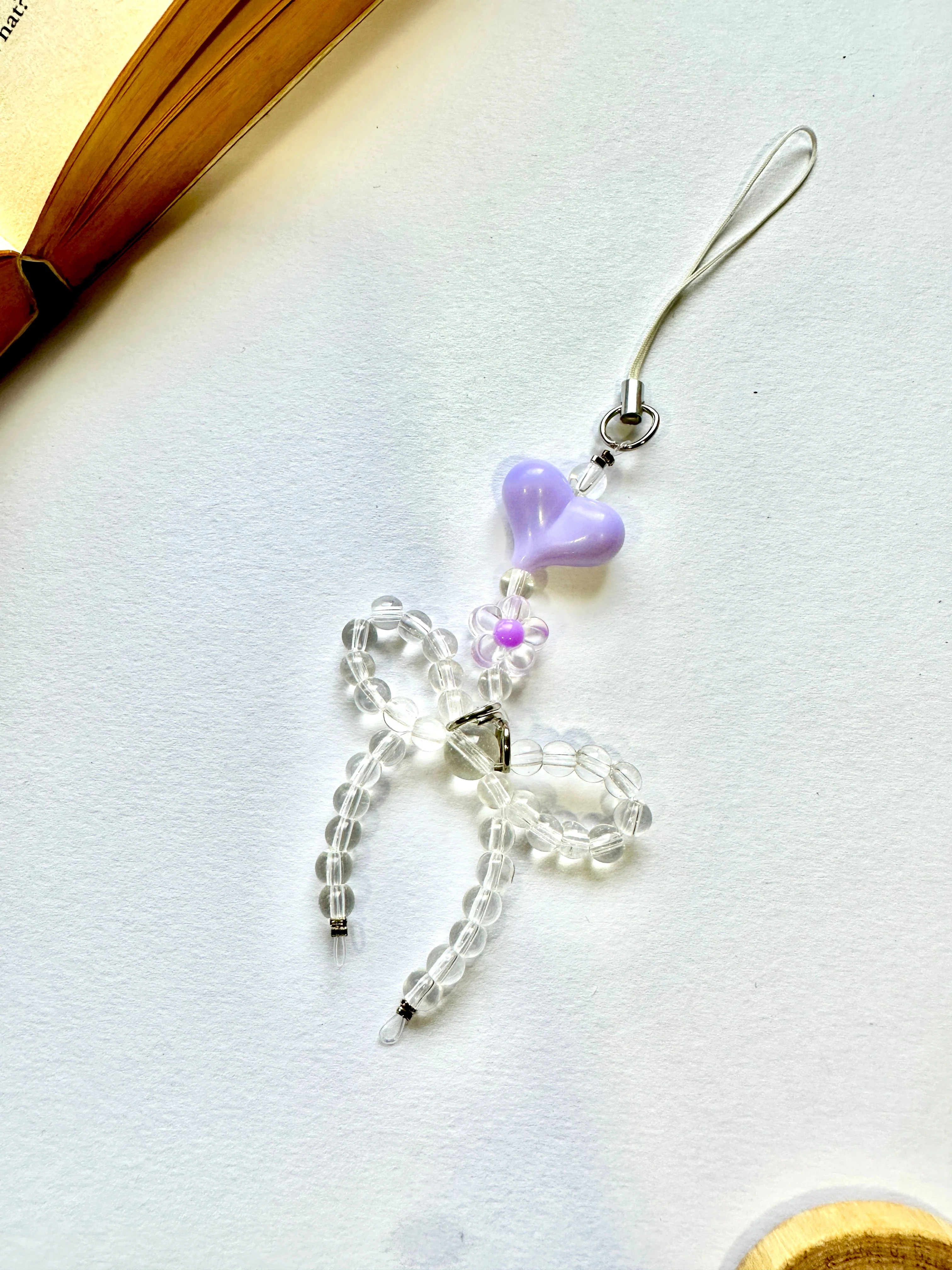 Lavender Heart Crystal Phone Chain Charm - Image 3