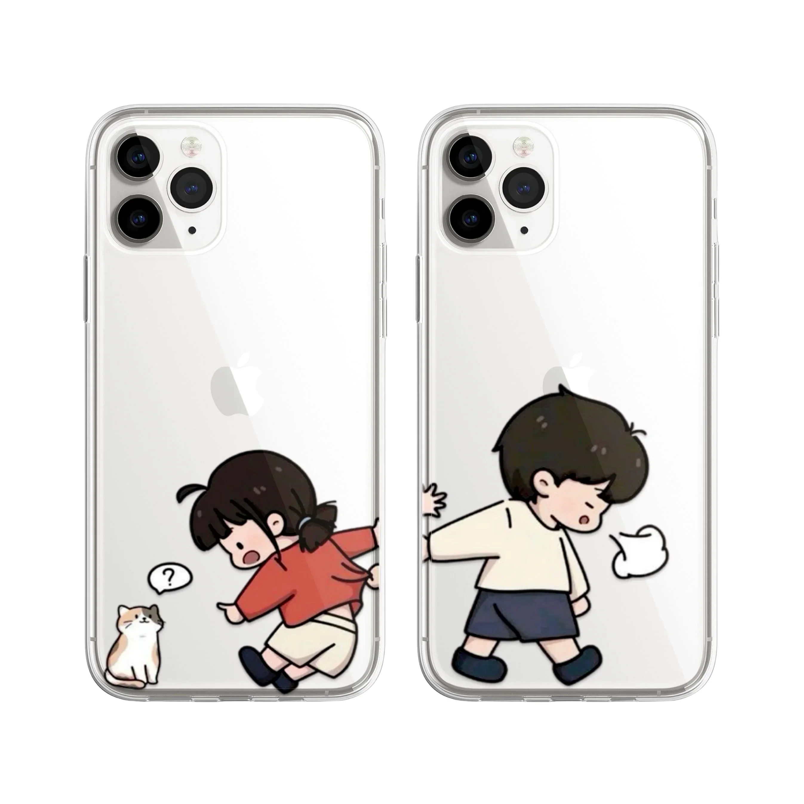 Little Love Chase Couple Transparent Phone Cover
