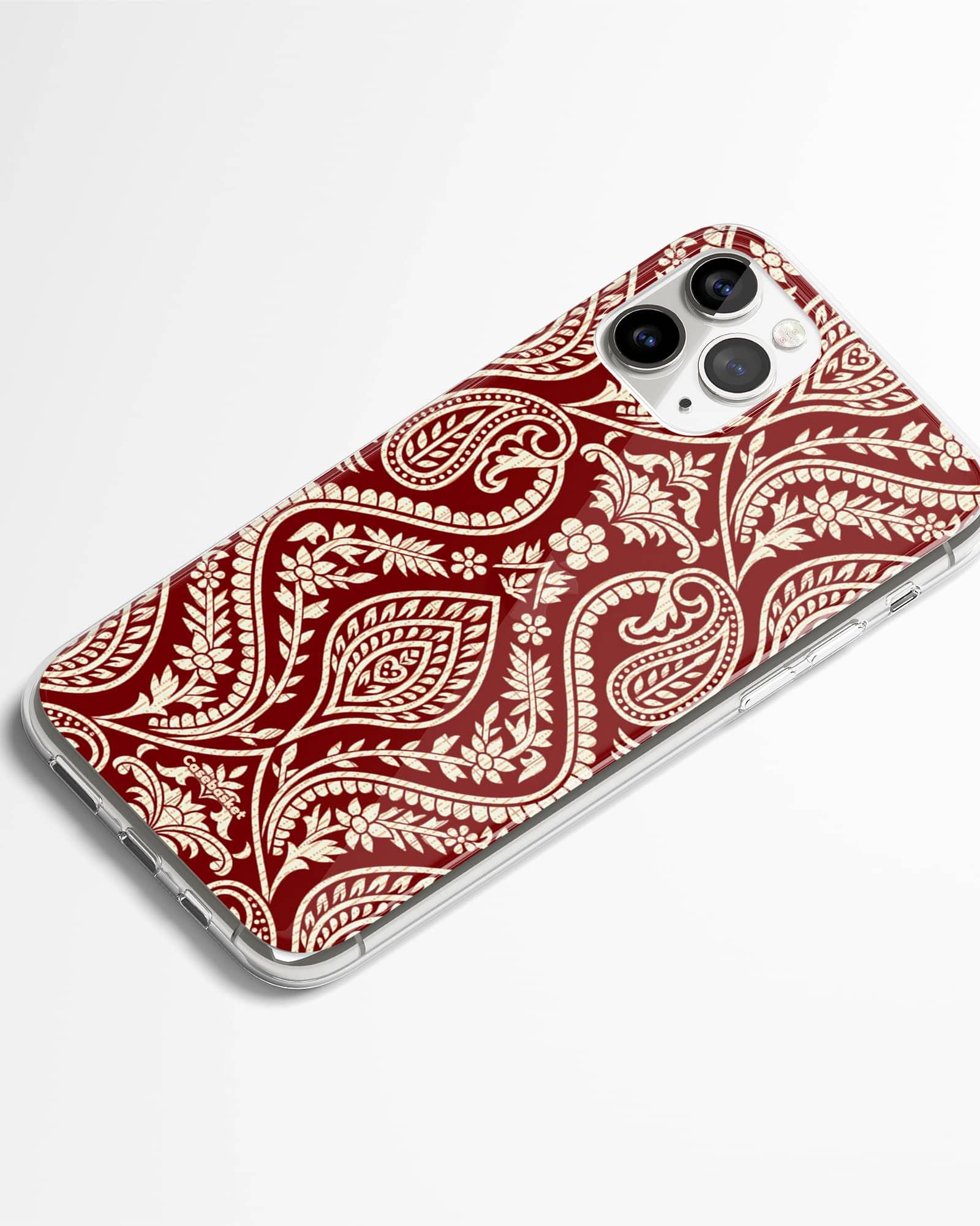 Maroon Floral Paisley Phone Cover - Image 2