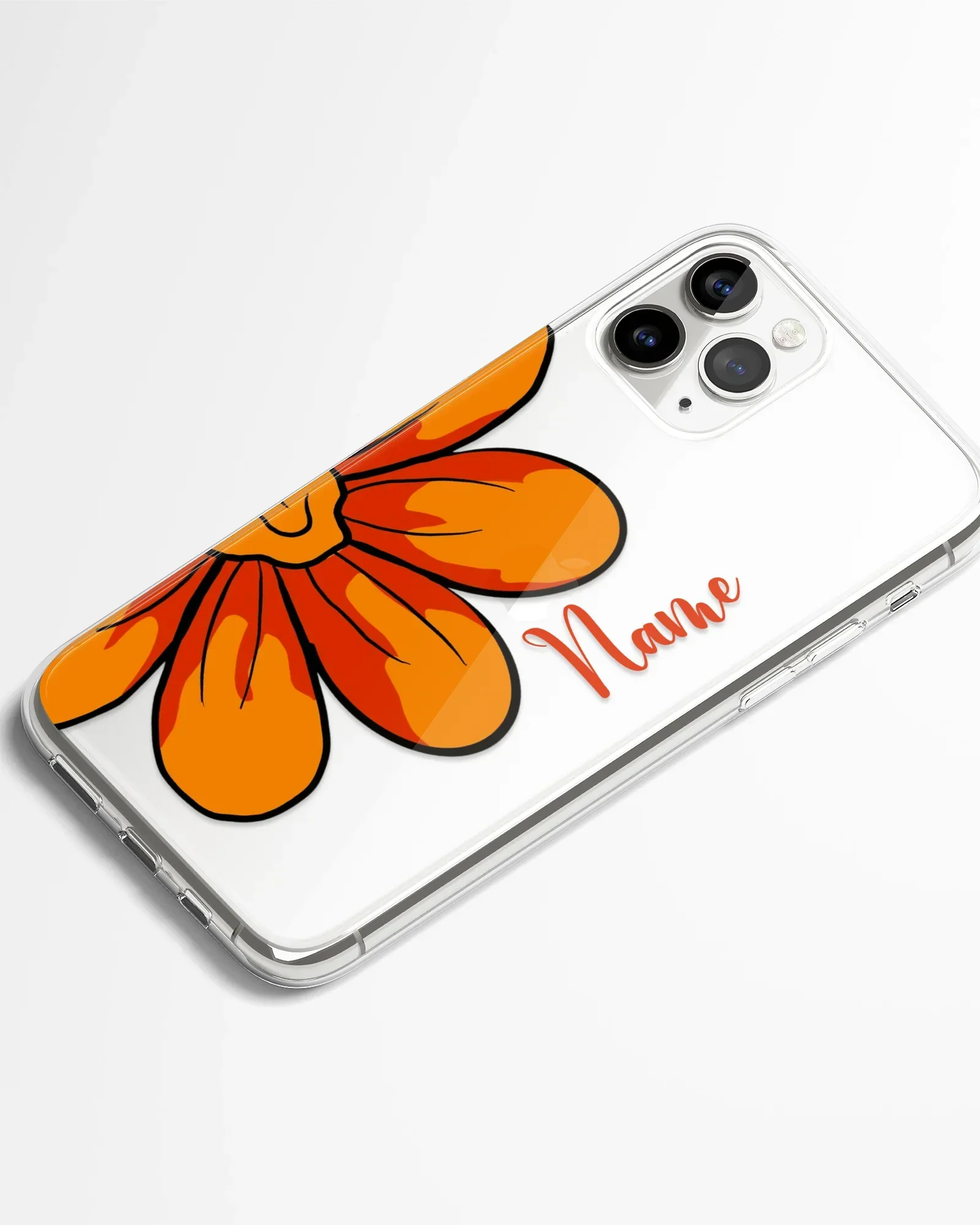 Orange Bloom Transparent Silicone Phone Cover - Image 2