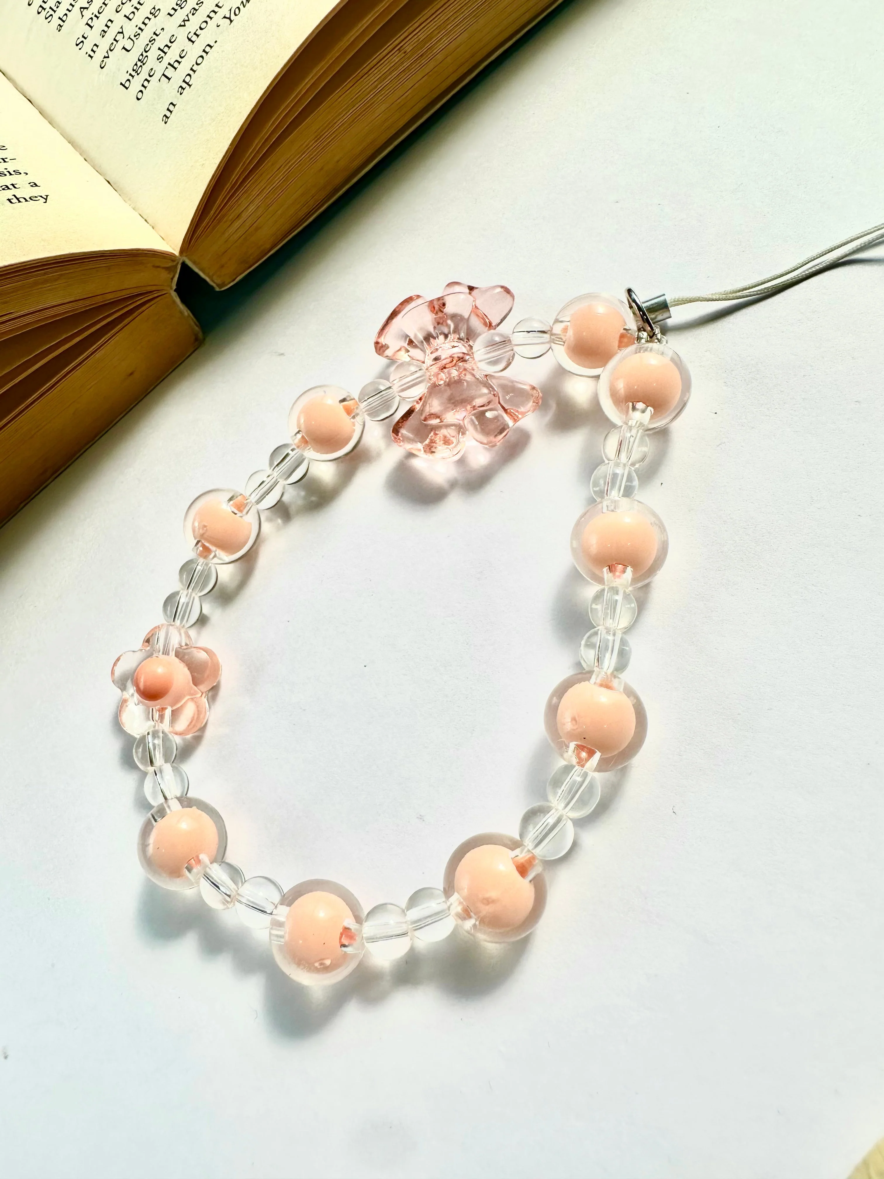 Orange Pop Transparent Bow Phone Chain Charm - Image 2