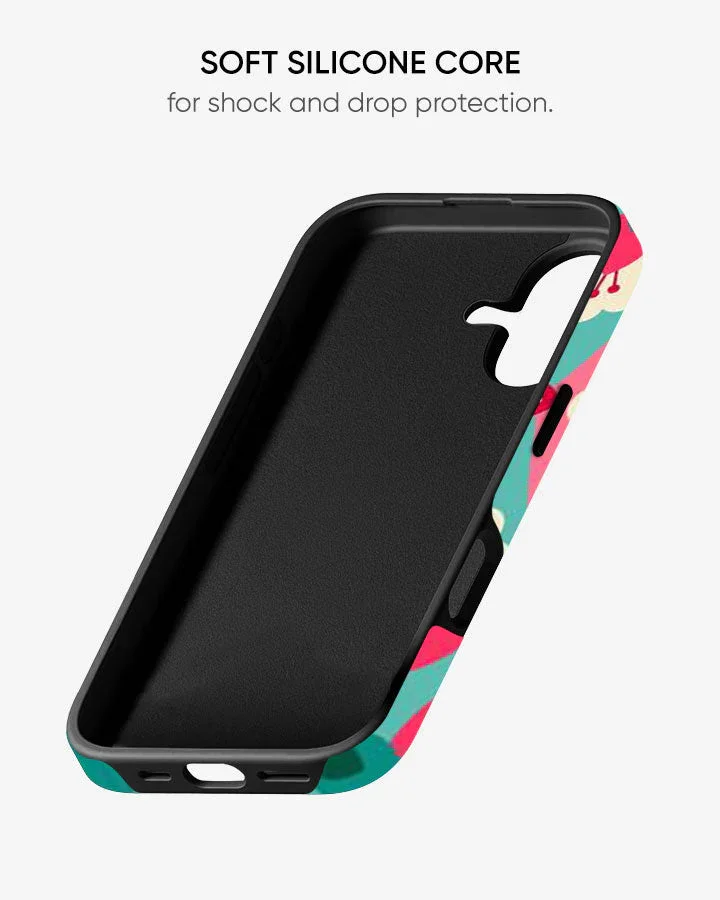 Pink Teal Glossy Armour Shell Phone Cover - Image 3