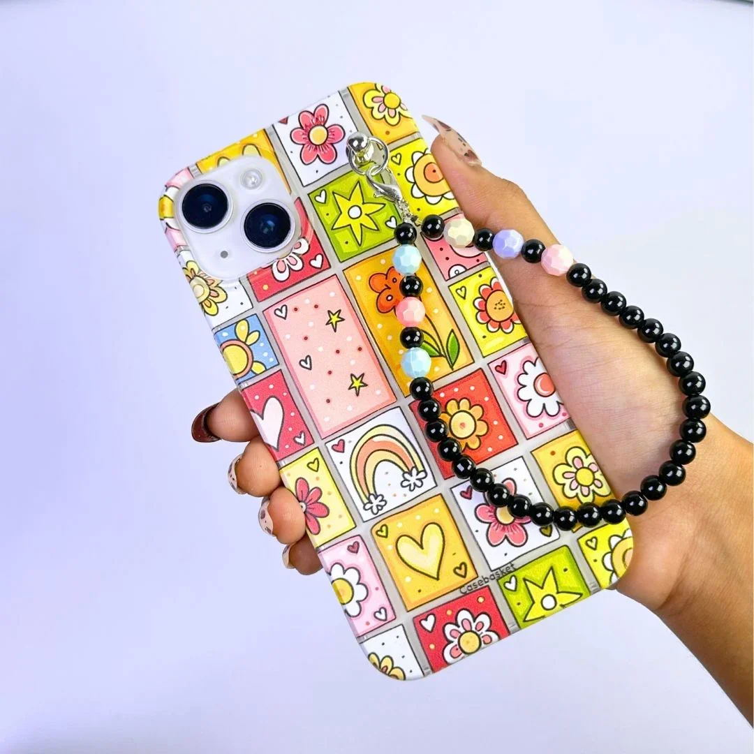 Warm Bloom Blocks Transparent Fall Chain Phone Cover - Image 2